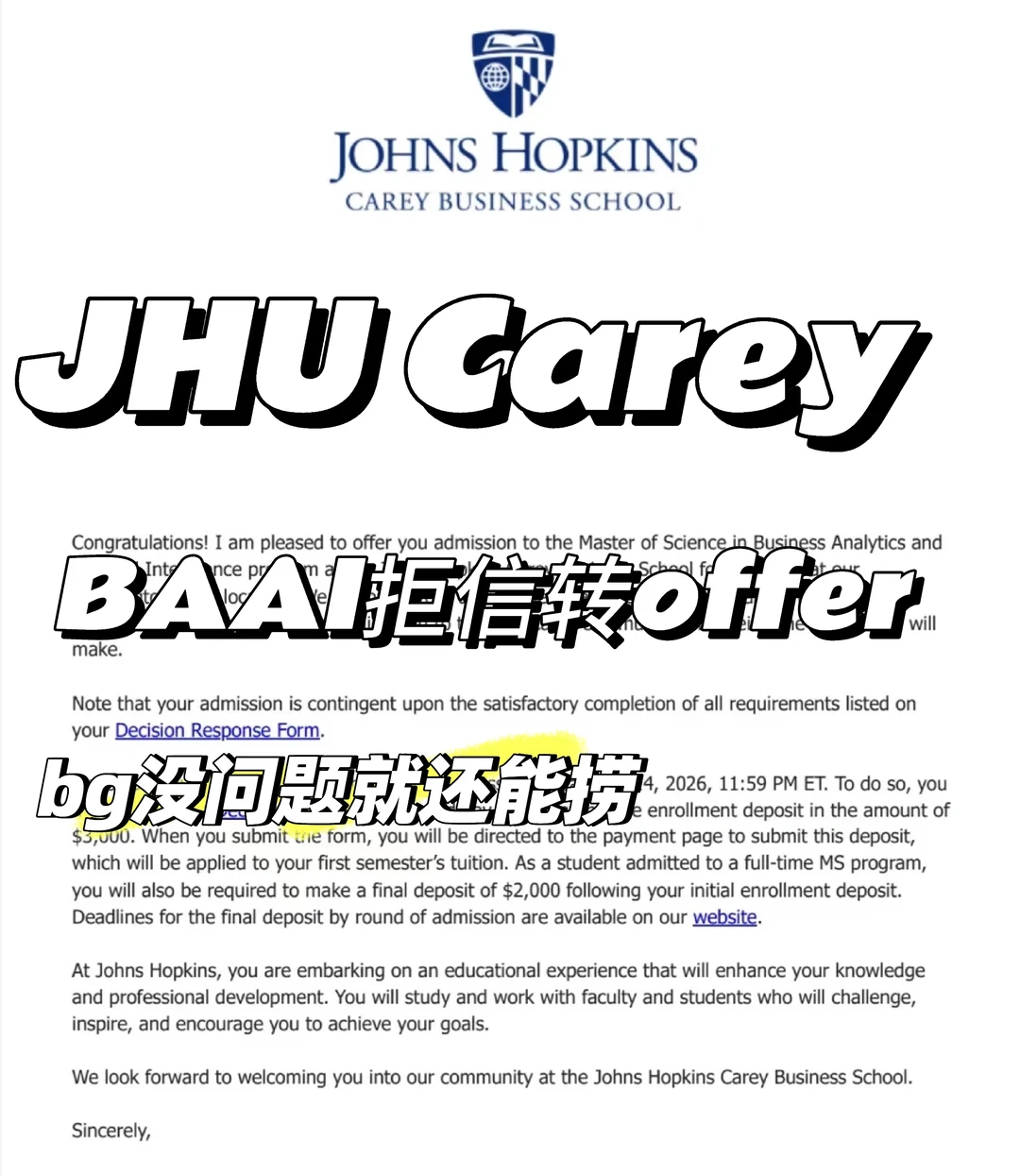 JHU RA拒信，拒信转录取只差一个argue — 内容图片 1