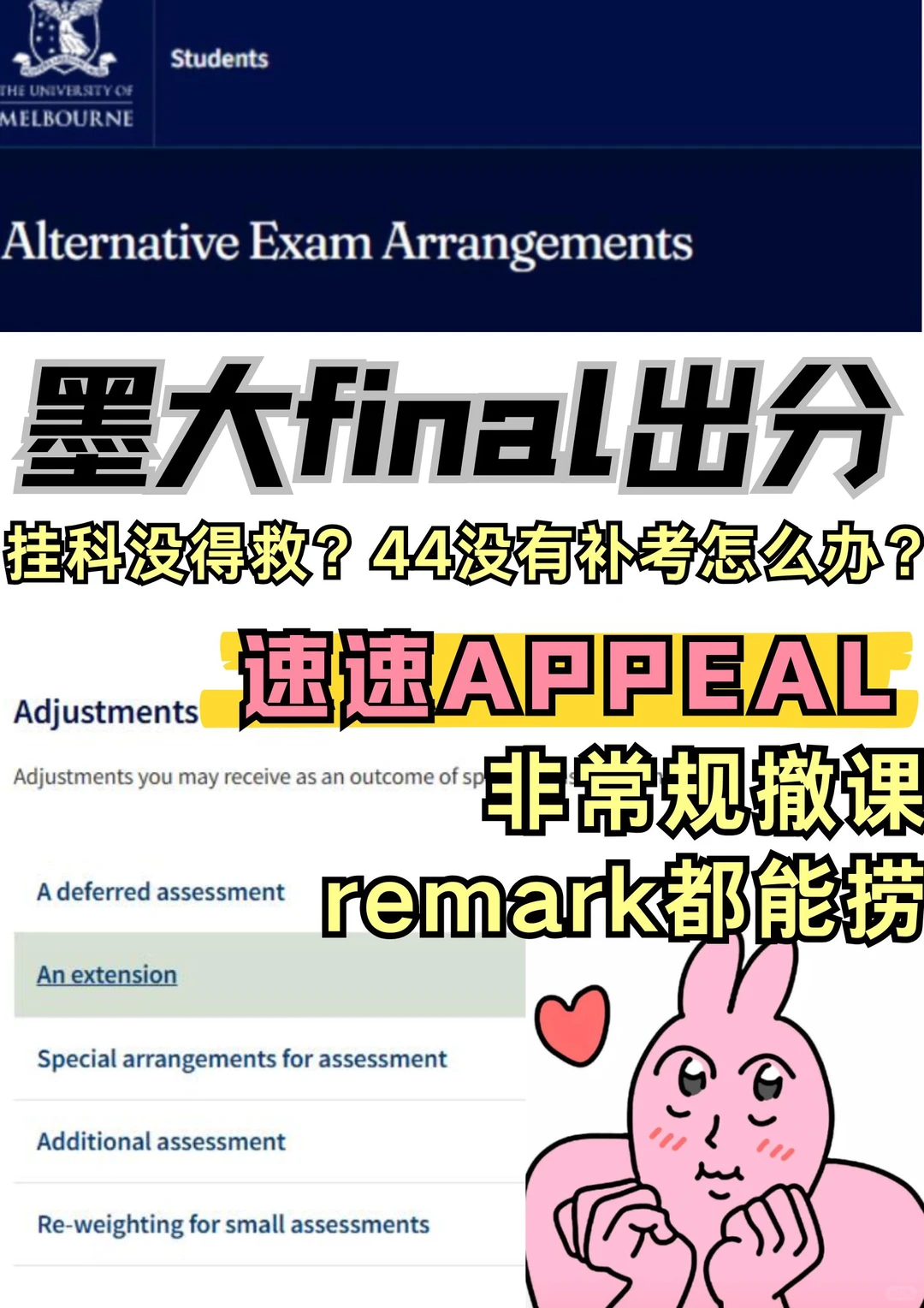 墨大心理final挂科！！44没有补考怎么办？