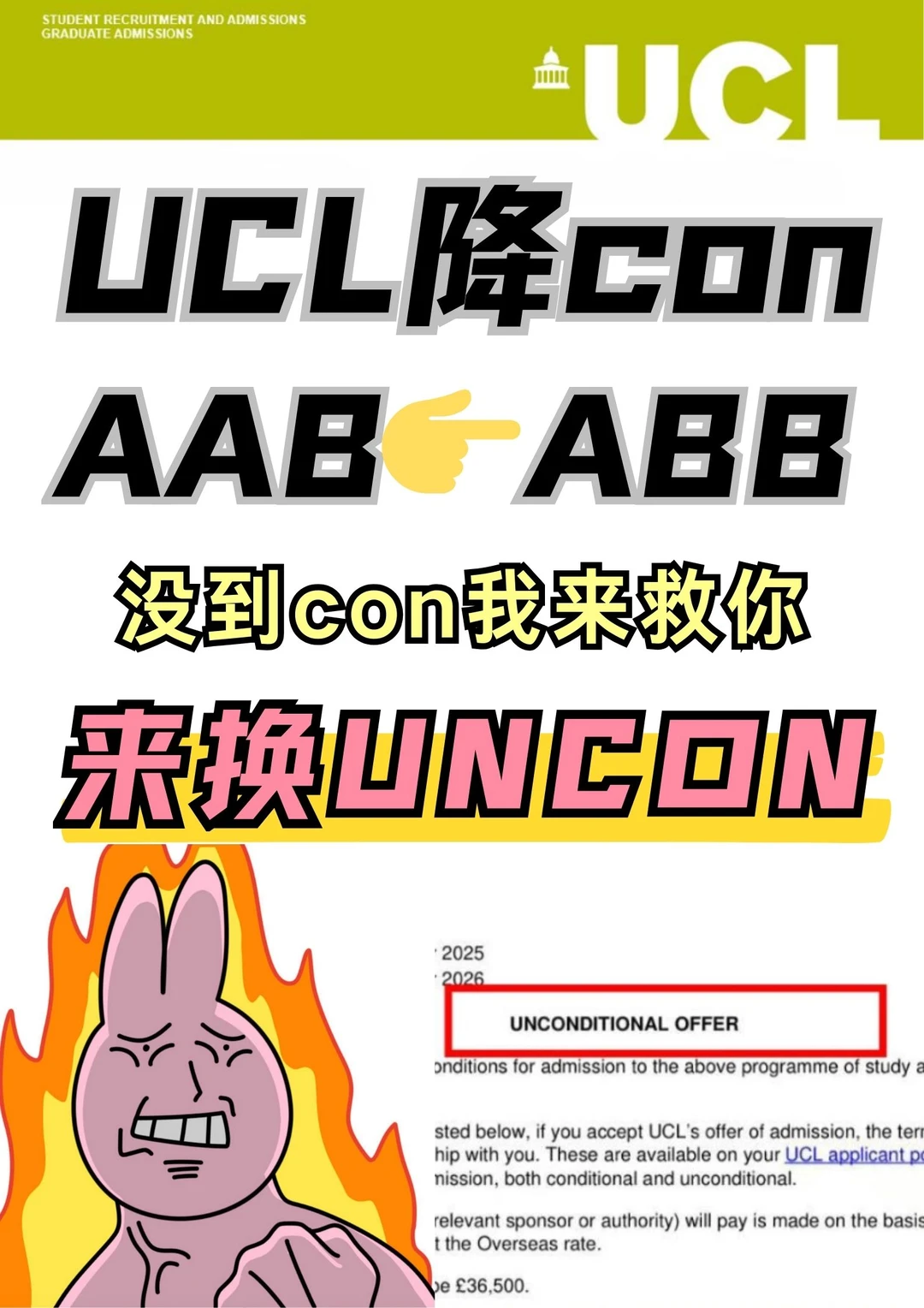 14UCL AlevelAAB已降ABB！换到uncon咯