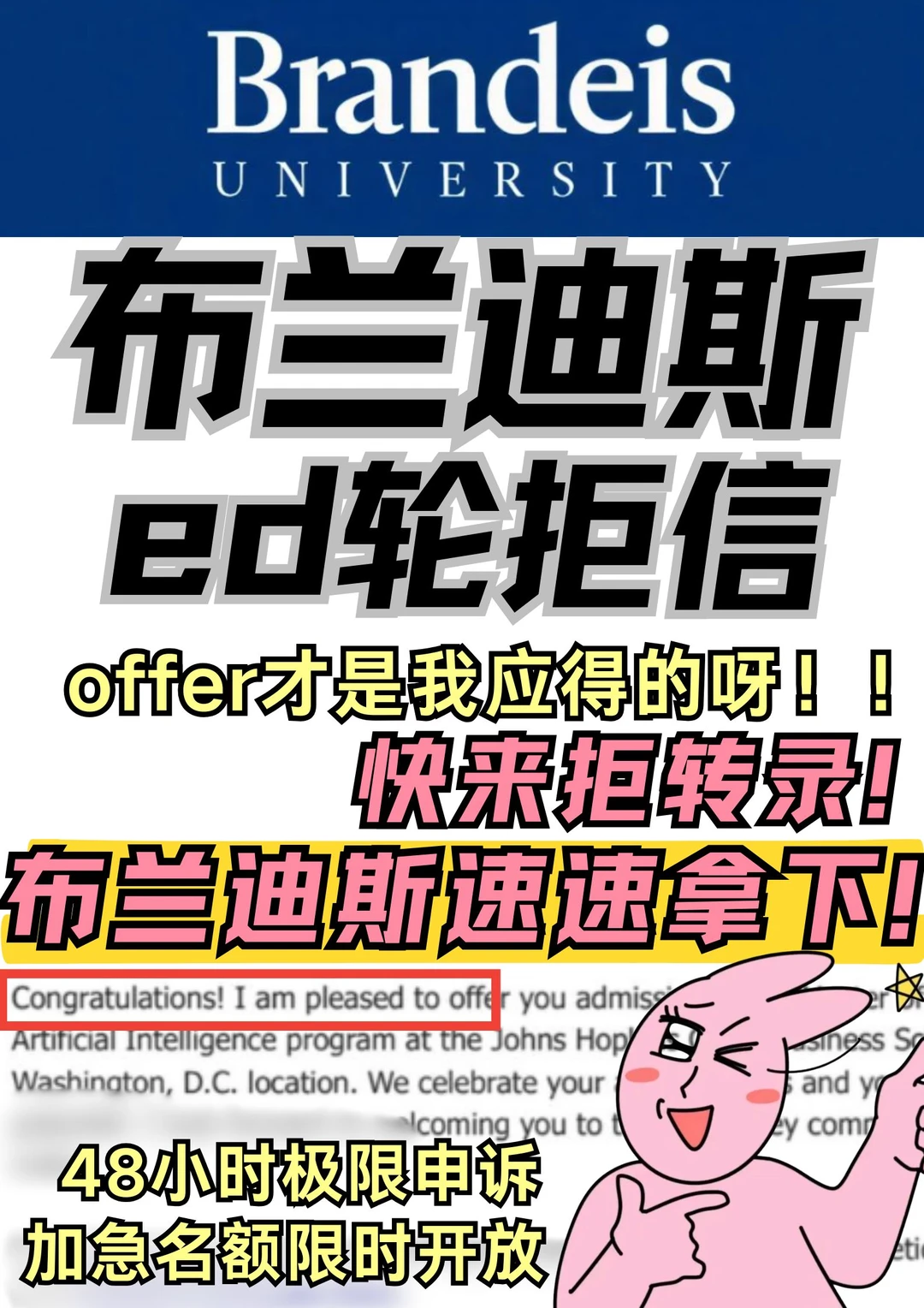Brandeis放榜脆拒？offer才是你应得的！